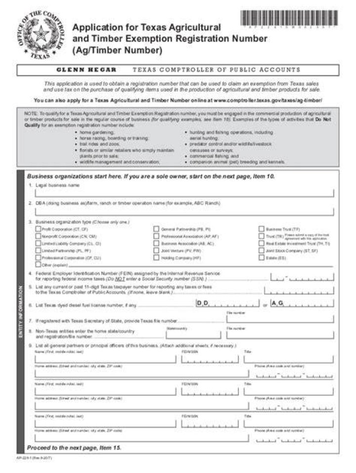 How do I get Texas agricultural or timber registration?