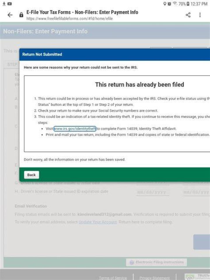 How do I know if my non-filers form was accepted?