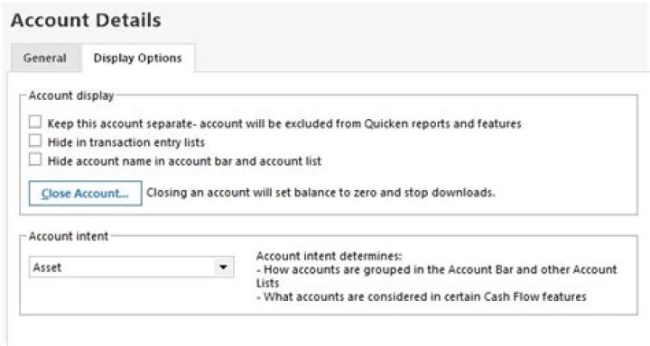 How do I make an account inactive in Quicken?