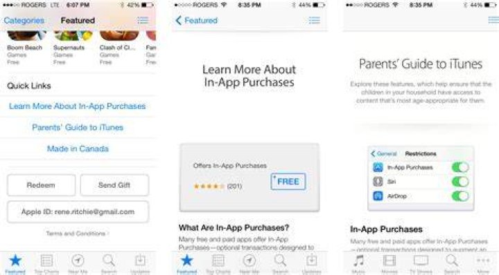 How do I make in app purchases with a different account?