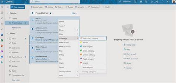 How do I manage emails in Outlook?