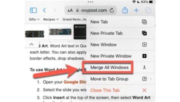 How do I merge windows on iPad?