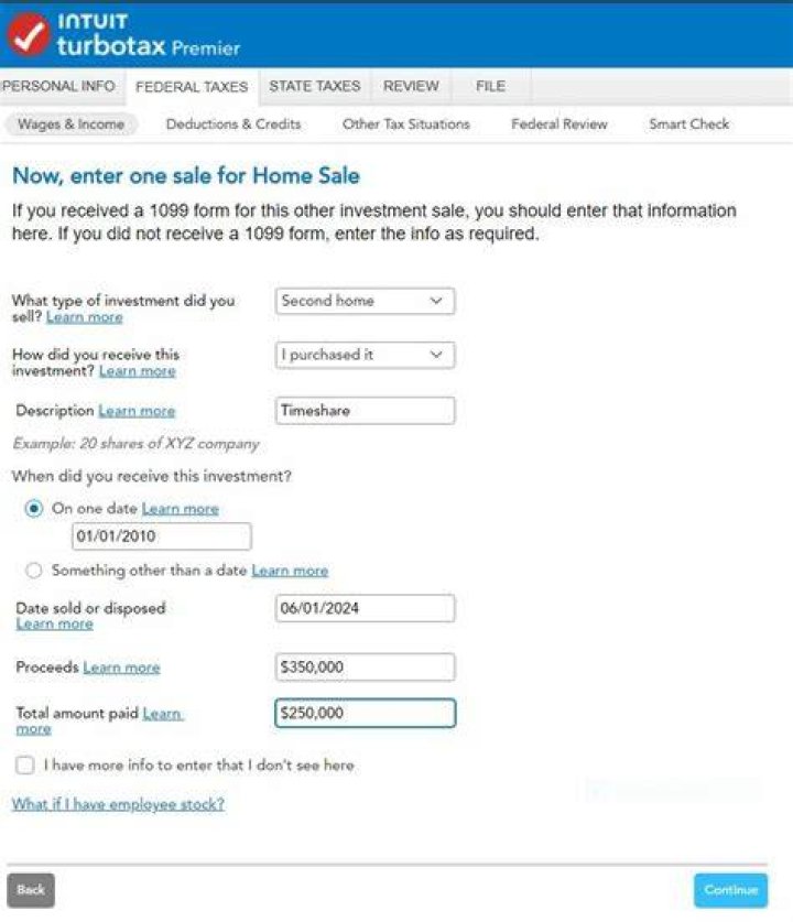 How do I record a sale of land on TurboTax?