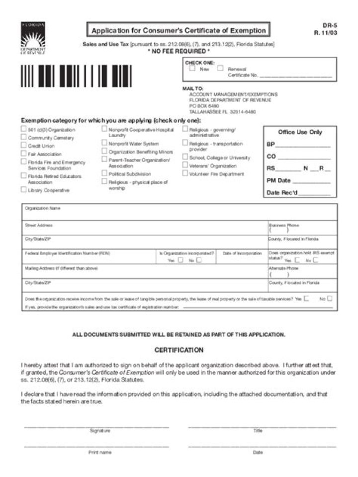 How do I renew my sales tax exemption certificate in Florida?