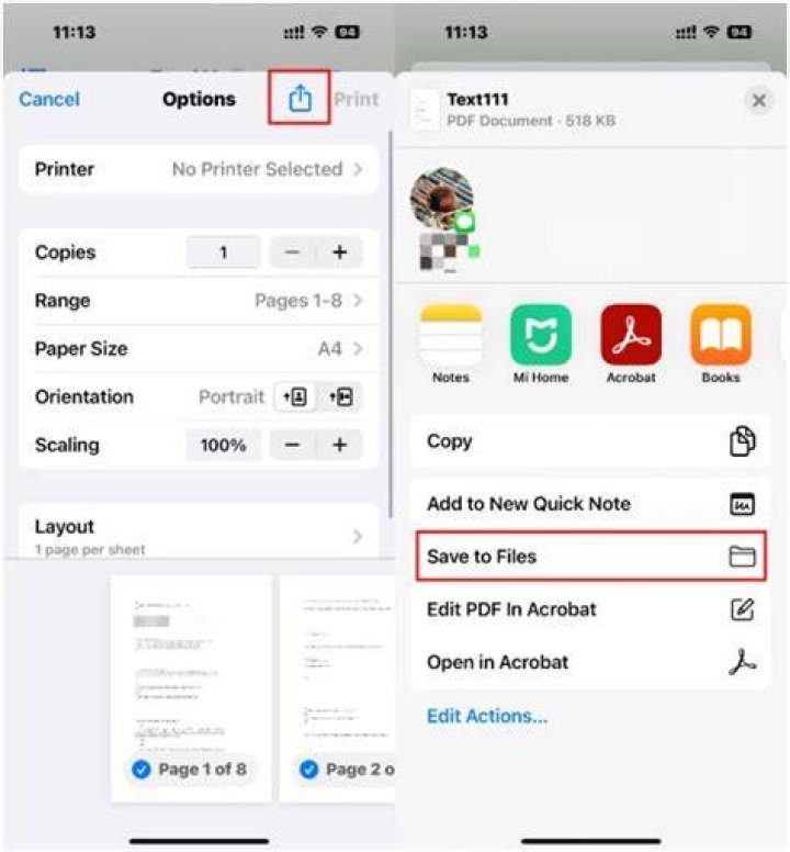 How do I save a document to my iPhone?