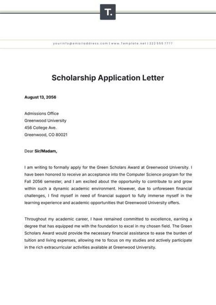 How do I write a financial application for a scholarship?