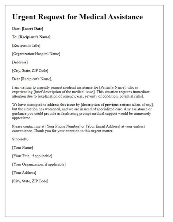 How do I write a letter asking for medical assistance?