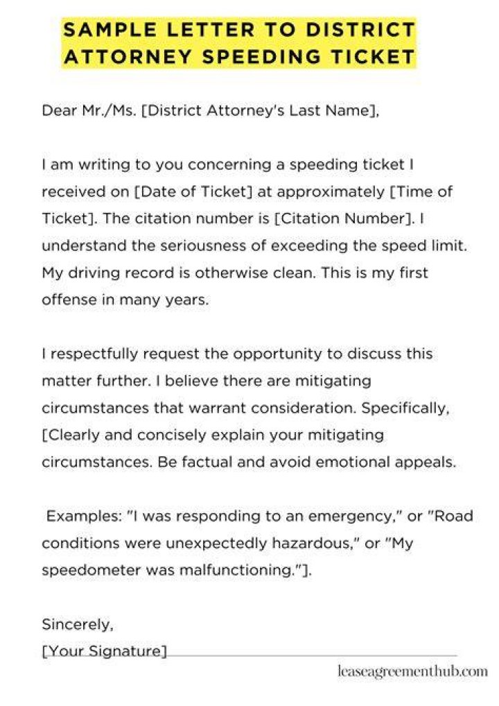 How do I write a letter to get out of a speeding ticket?