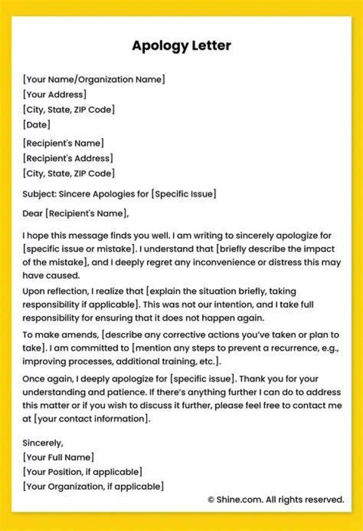How do you apologize for a short notice?