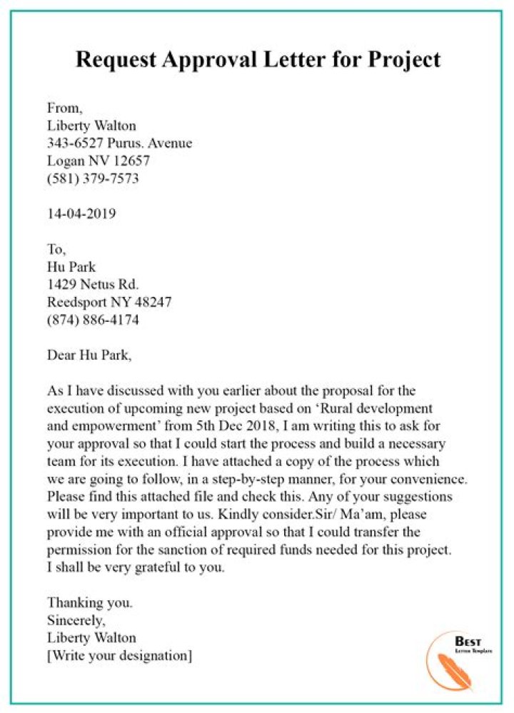 How do you ask for approval in a letter?