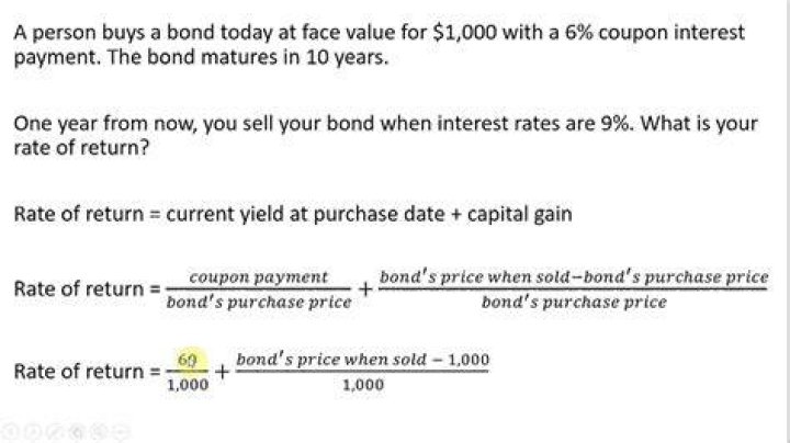 How do you calculate rate of return on a bond?