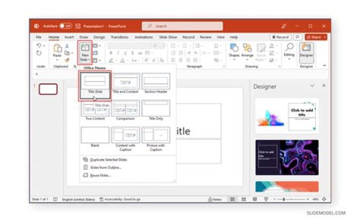 How do you change the slide layout to title and content?