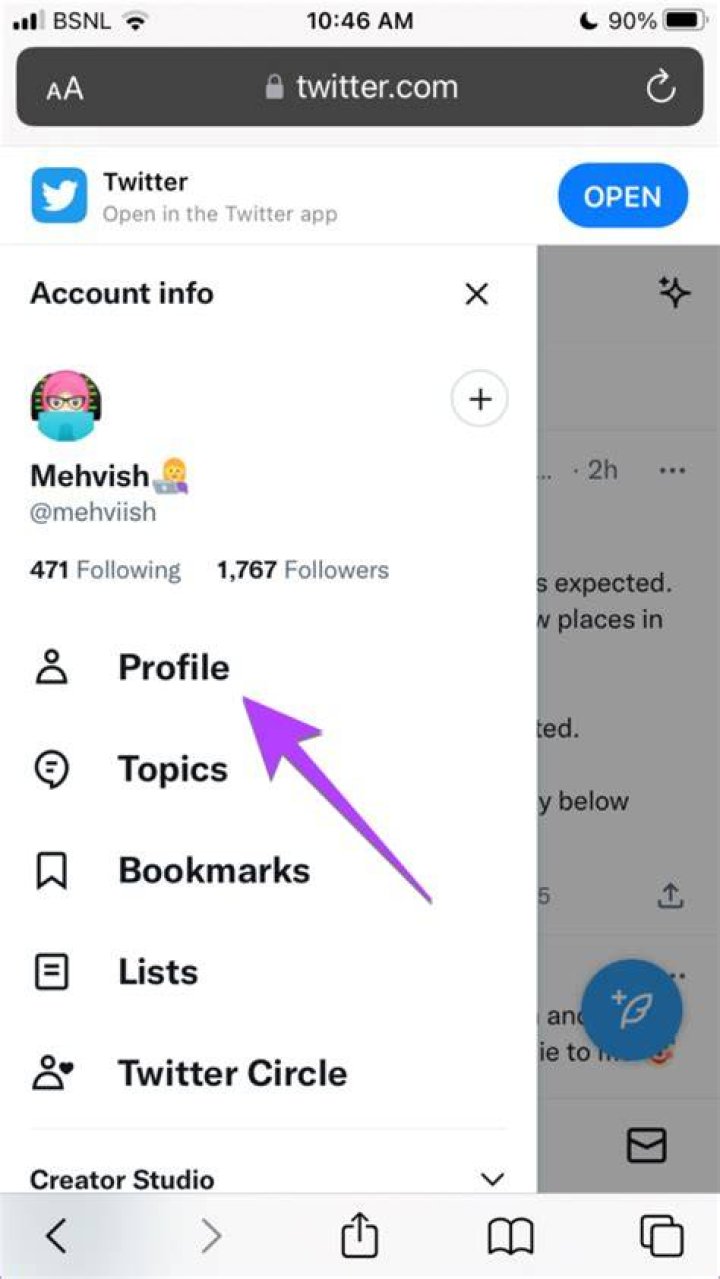 How do you copy your Twitter link?