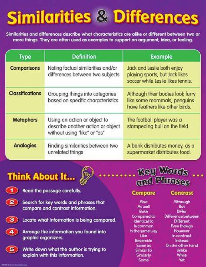 How do you describe similarities and differences?