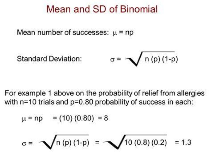 How do you find the mean and standard deviation of a binomial distribution?