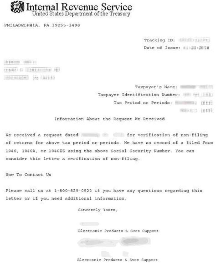 How do you get a non-filing letter from the IRS?