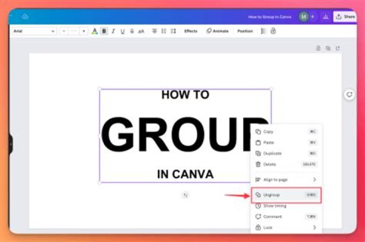 How do you group in Canva on a Mac?