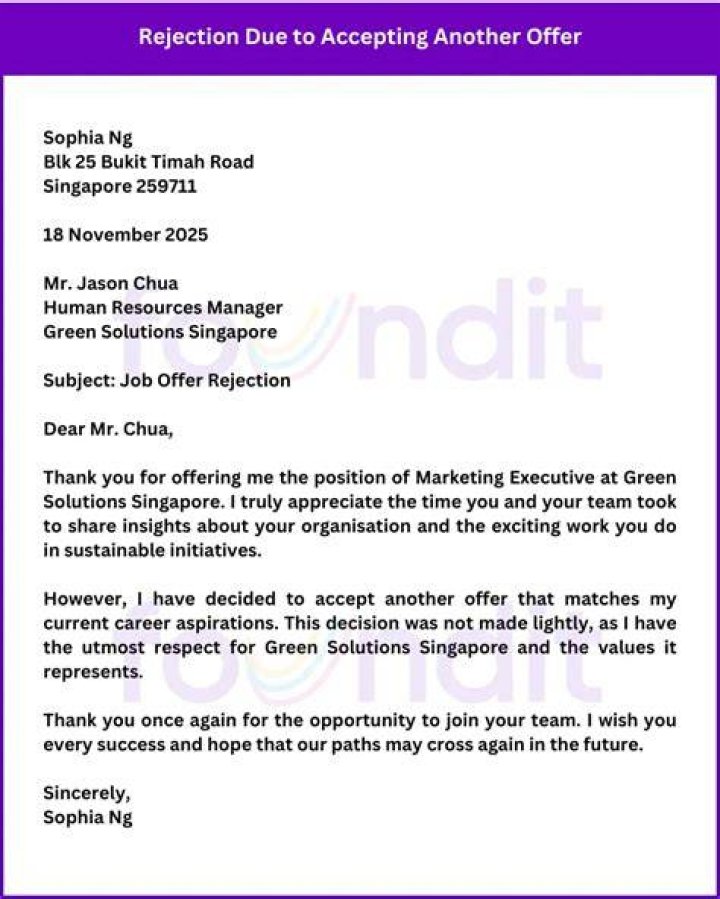 How do you politely reject an offer?