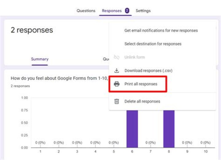 How do you print Google form responses?