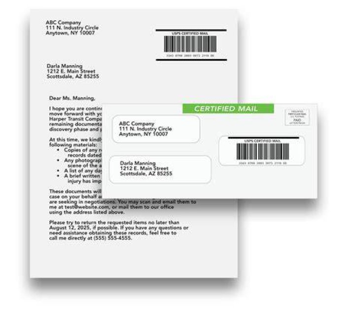 How do you prove what was sent in certified mail?