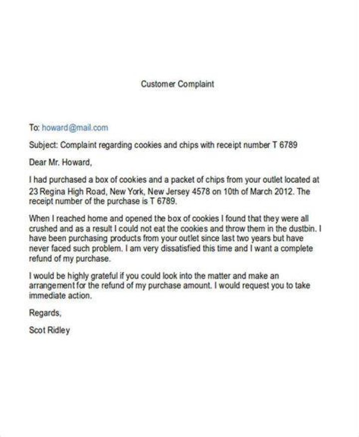 How do you respond to a complaint email?