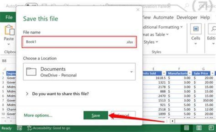 How do you save a spreadsheet without formulas?