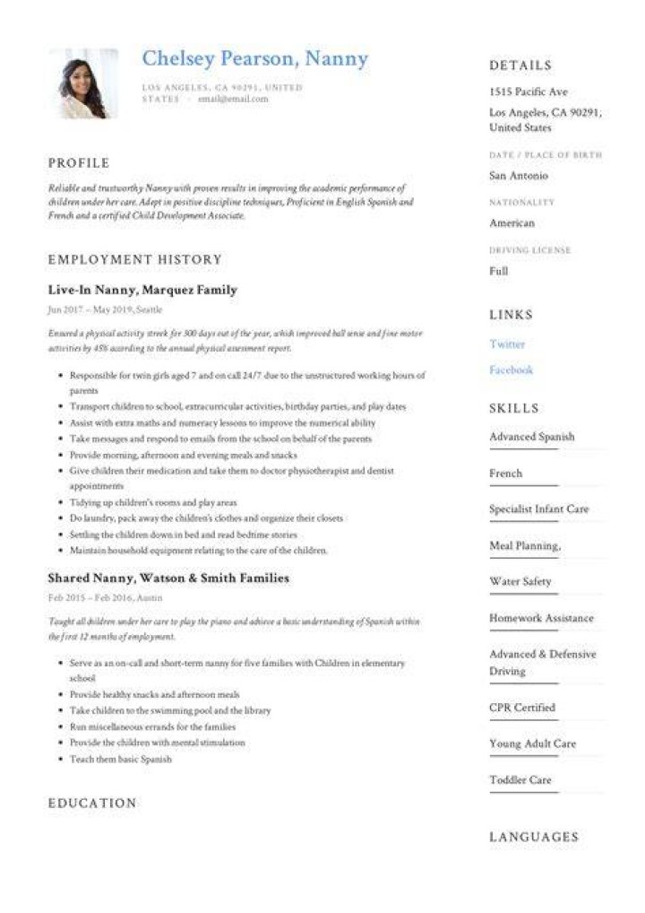 How do you say nanny on a resume?