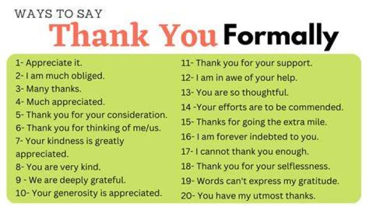 How do you say thanks a lot formally?
