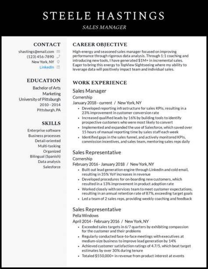 How do you say your best sales on a resume?