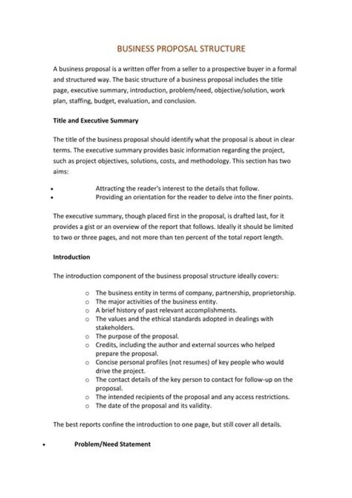 How do you structure a business proposal?