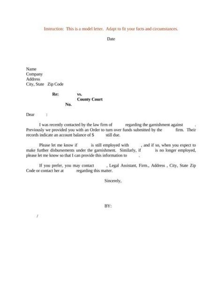 How do you write a garnishment letter?