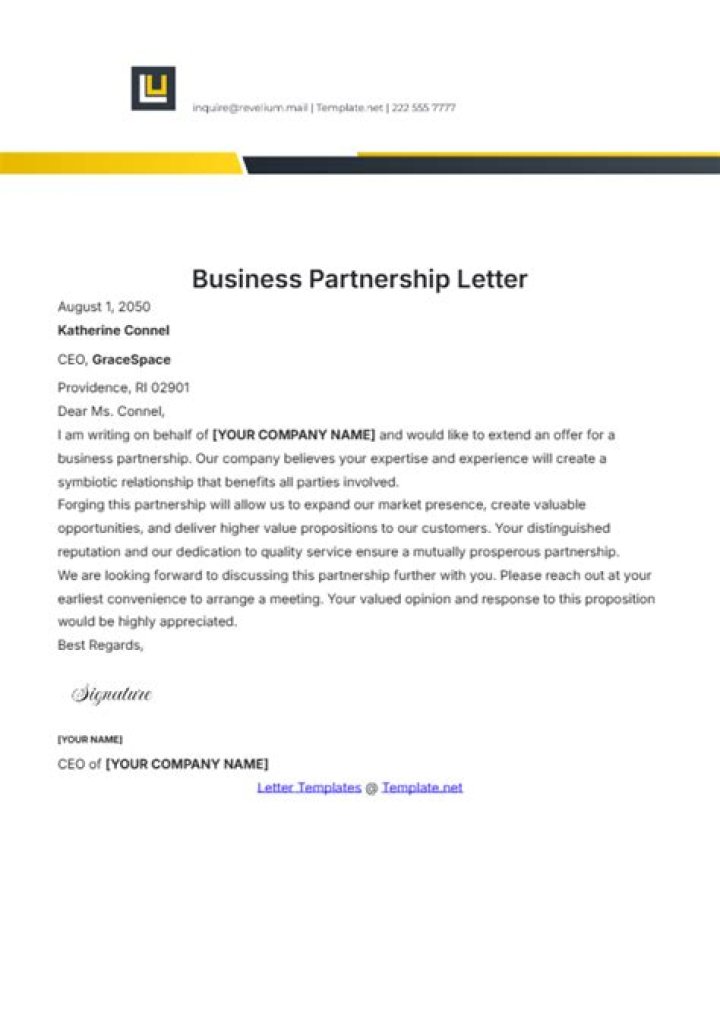 How do you write a letter asking for a partnership?