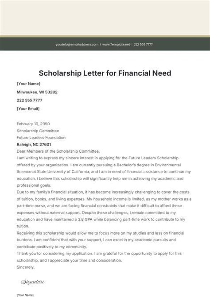 How do you write a letter of interest for a scholarship?