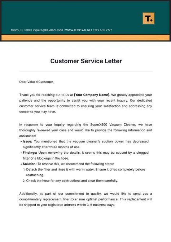 How do you write a letter of response to a customer?