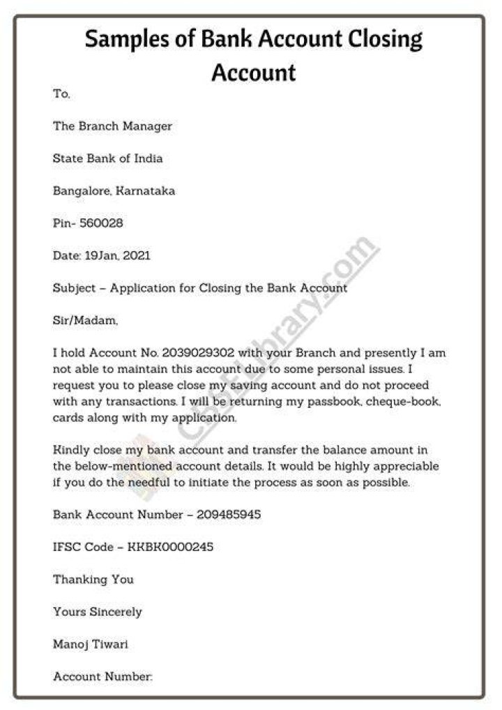 How do you write a letter requesting to close an account?