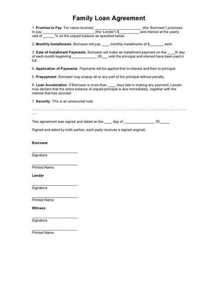 How do you write a loan agreement to a family member?