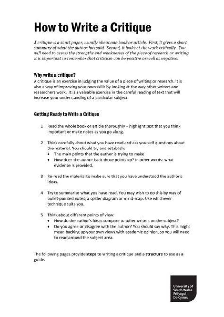 How do you write a review and critique?