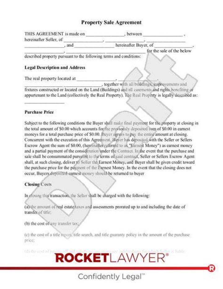 How do you write a sale of property?