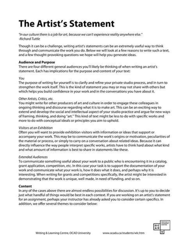 How do you write a small artist statement?