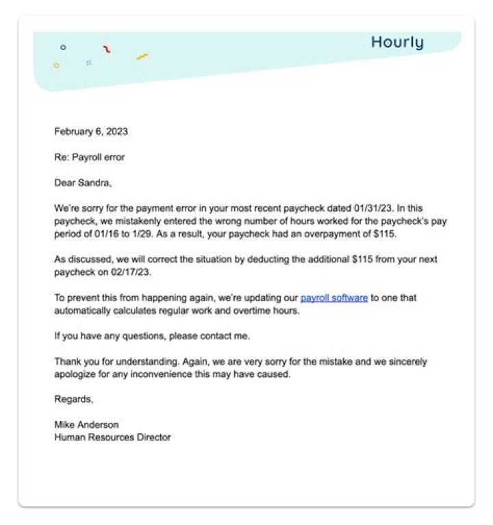How do you write an email to HR about salary issues?