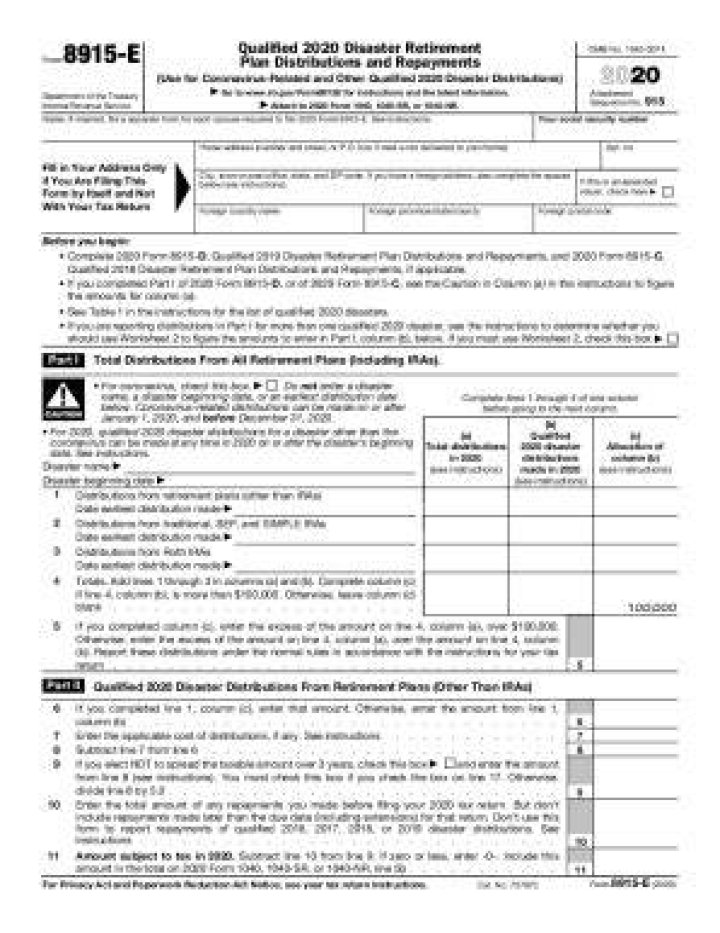 How does Form 8915 E work?
