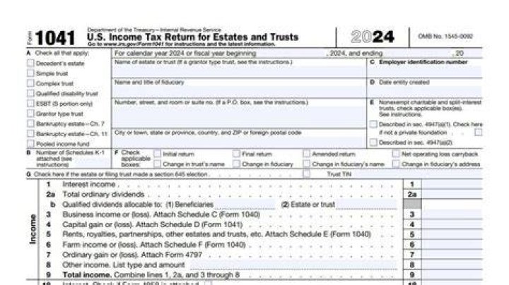 How is an estate reported on a Form 1041?