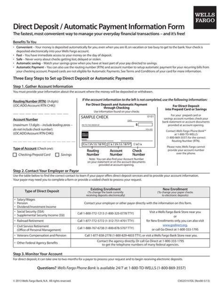 How long does it take for direct deposit to activate Wells Fargo?