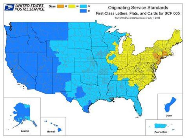 How long does it take to get standard mail from New York?