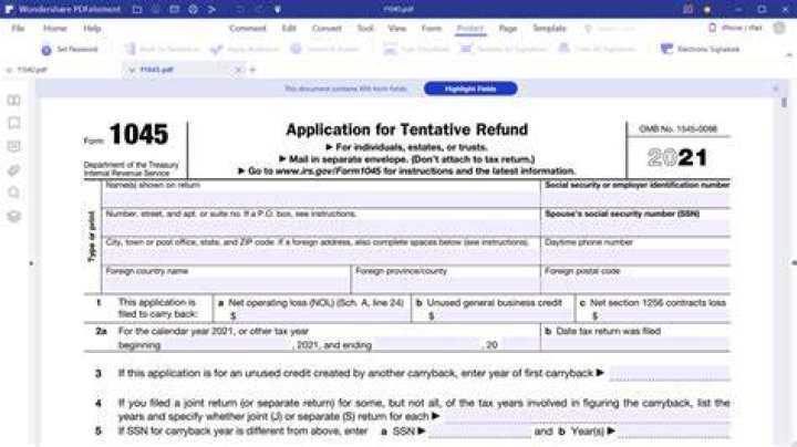 How long does the IRS have to process Form 1045?