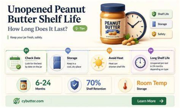 How long will an unopened jar of peanut butter last?