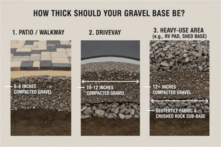 How many inches deep should a gravel driveway be?