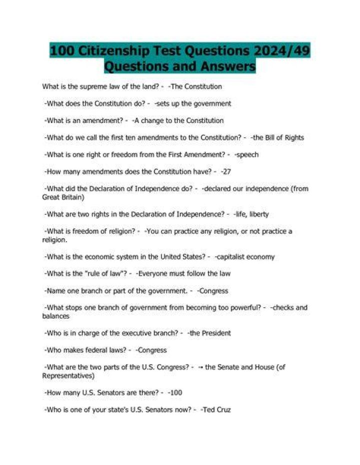 How many questions are on the citizenship test?