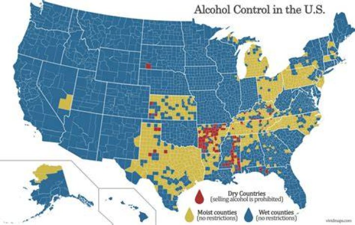 How many states still have counties where alcohol is prohibited?