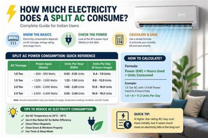 How much an AC consume electricity in an hour?